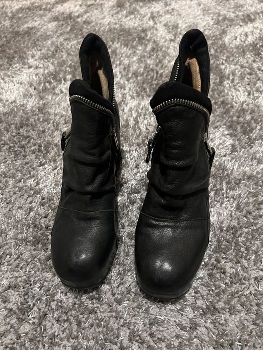 Skorzane wloskie botki roz 40 /39,5 , koturny 7cm ,piekne i elegantne