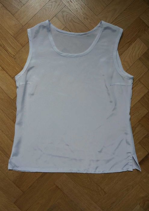 Biały top damski M 38 L 40 prosty lejący prześwitujący basic lato