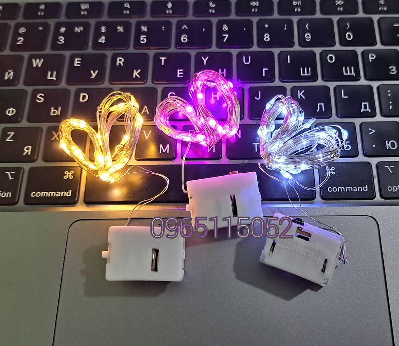 Гирлянда на батарейках різні кольори роса 2м 3м 5 10 LED Rgb USB Лента