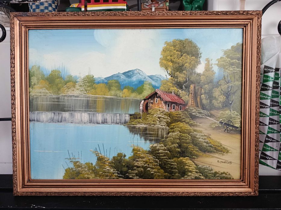 Quadro antigo moldura e vidro Candeeiro de teto