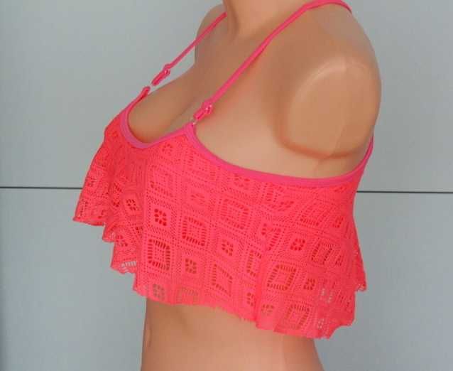 UNIQ neonowy miękki plażowy stanik z falbanką S/M