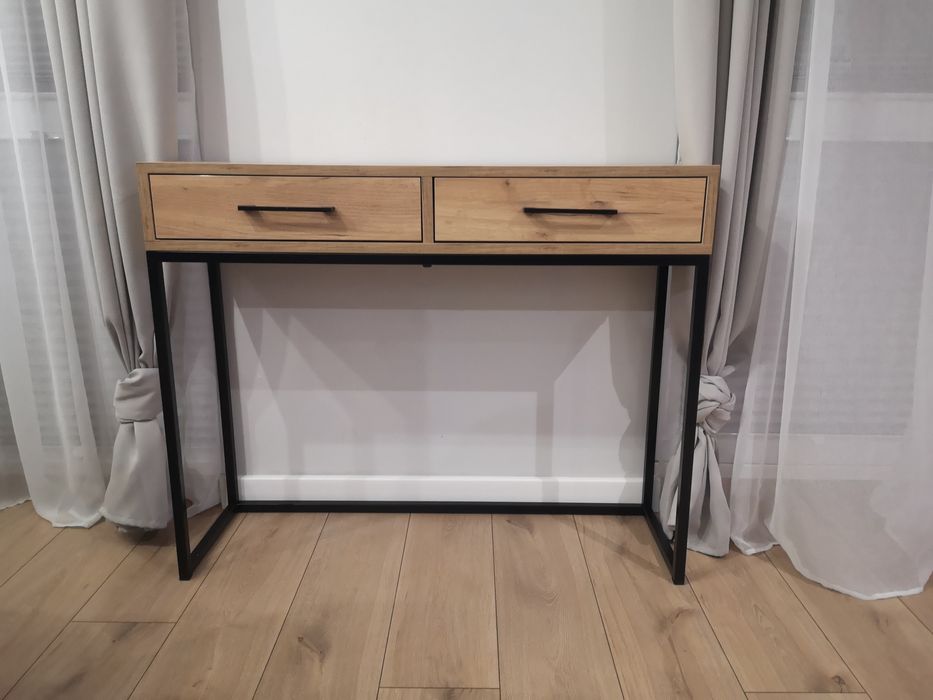 Konsola komoda loftowa dąb craft złoty