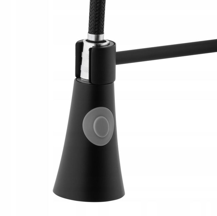 Bateria Kuchenna Czarna Wysoka Stojąca Elastyczna Wylewka Kran Zlewu