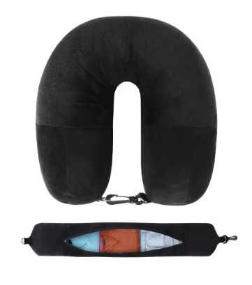 Almofada de Pescoço de Viagem em U com Enchimento de Roupa Capa de Veludo e Bolsa novo