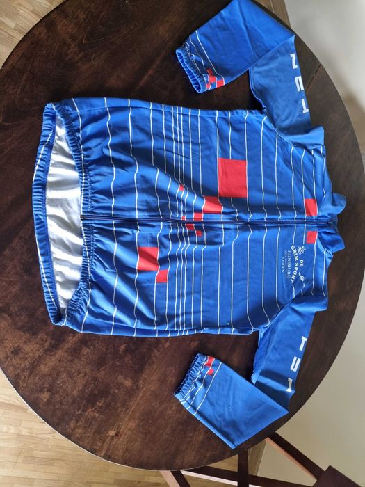 Niebieska bluza kolarska z długim rękawem XL