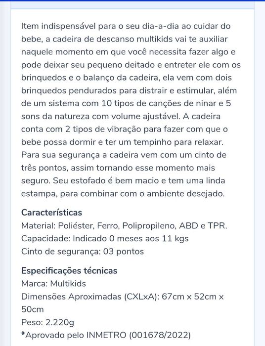 Cadeirinha de Descanso Multikids Nap Time64286526069505121