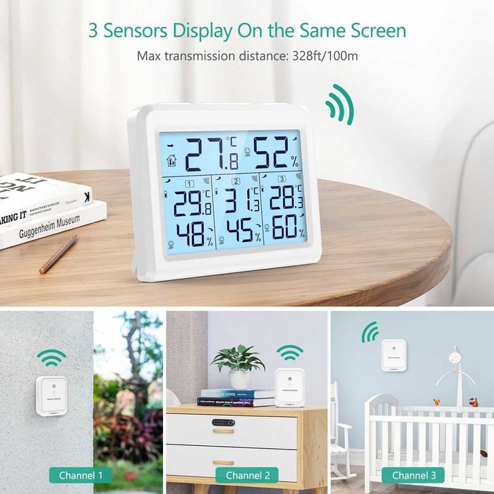 Бездротовий термометр/гігрометр ORIA з 3 зовнішніми датчиками
