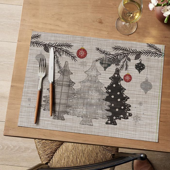 Podkładki na stół świąteczne PVC - 4 szt. - 30x45 cm, niebieskie