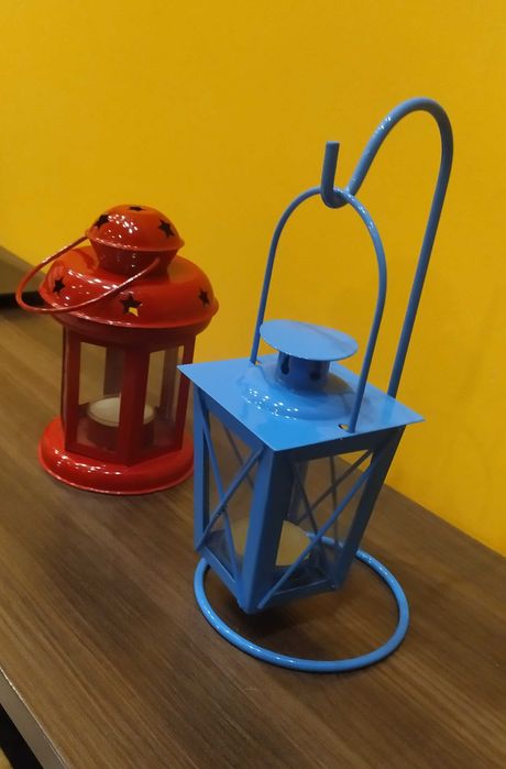 Lampiony metalowe 2 sztuki – dekoracja domu / balkon / taras