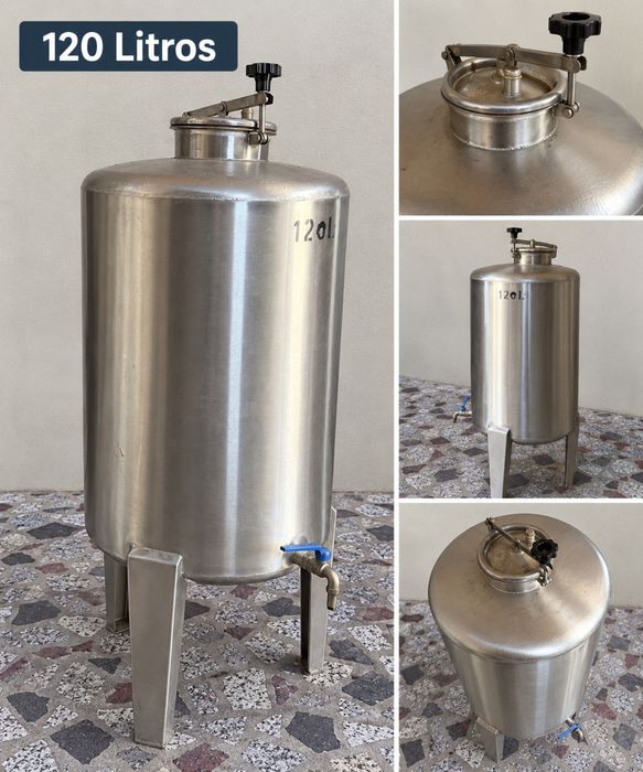 Cuba / Depósito em Aço Inoxidável 120L com Tampa e Torneira