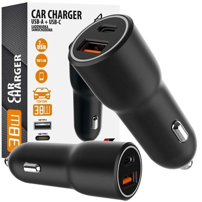 Ładowarka samochodowa ART 38W USB-C PD + USB QC 4.0 AZ-C-U38W2