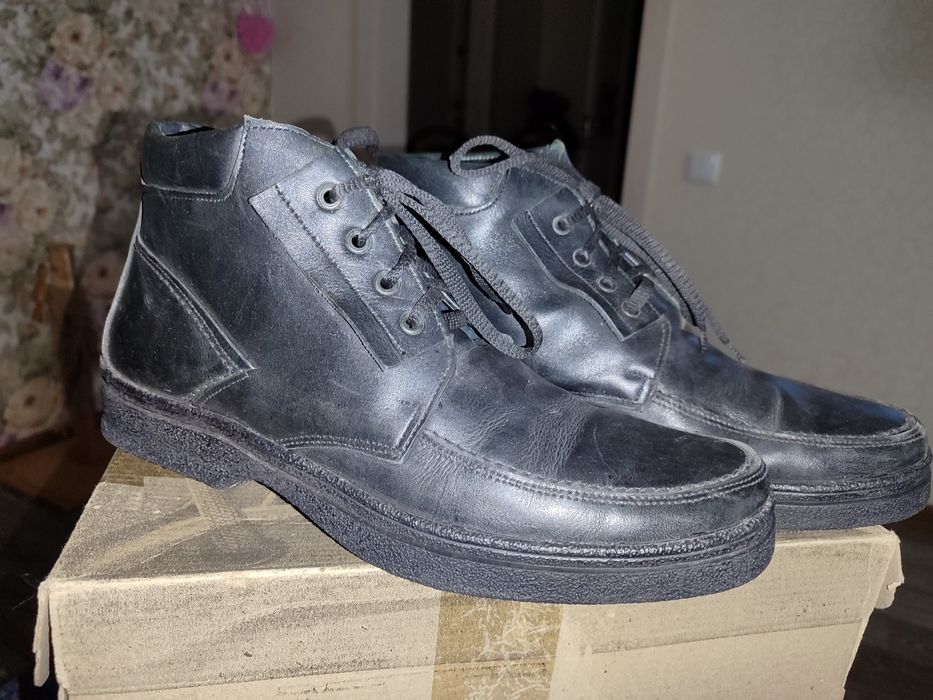 Зимние,теплые,кожанные мужские ботинки!Внутри шерсть волка!42р.,27см