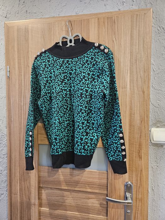 Półgolf NOWY zielono-czarna panterka rozm S/M