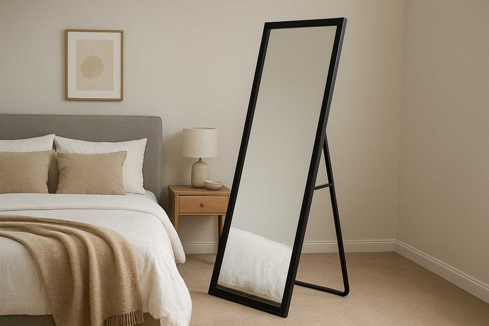 NOWE Lustro Stojące Czarne W Ramie Duże Prostokątne Pionowe Wysokie