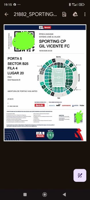 Bilhete Sporting X Gil Vicente