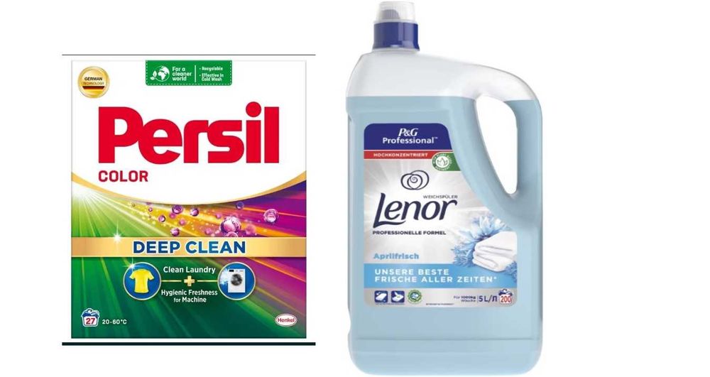 Persil proszek do prania kolorów 1,62kg + Lenor płyn do płukania 5L