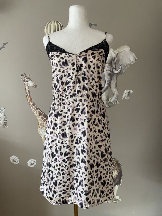 Koszula nocna Rosie M&S 36 satynowa koronka print lingerie slip dress