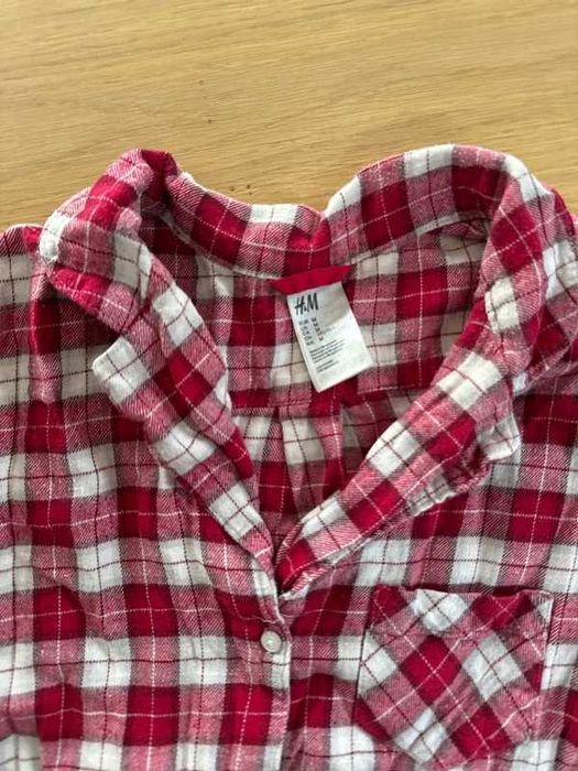 Piżama damska w kratkę flanela świąteczna czerwona na Święta, na Zimę