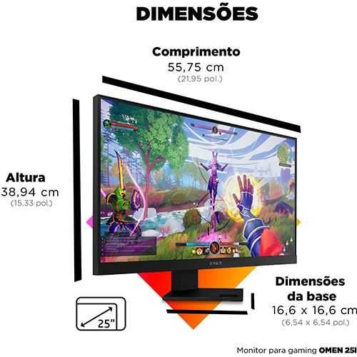 Monitor Gaming HP Omen 25i - Novo na Caixa