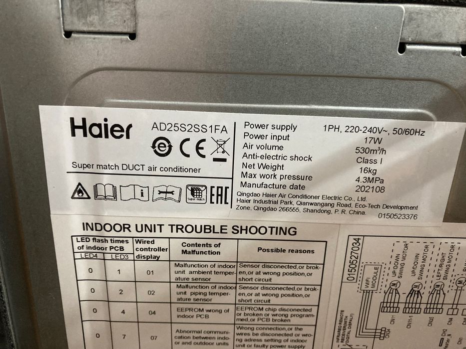 HAIER Klimatyzator kanałowy jednostka wewnętrzna