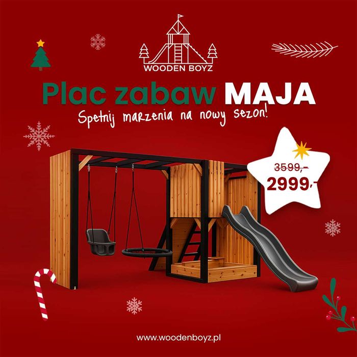 PROMOCJA - Plac zabaw - Maja - Drewniany - Lamele - Nowoczesny