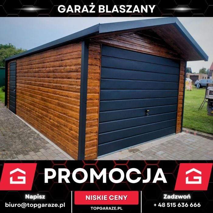 Garaż blaszany jednostanowiskowy 3x7m schowek ogrodowy magazyn drewno