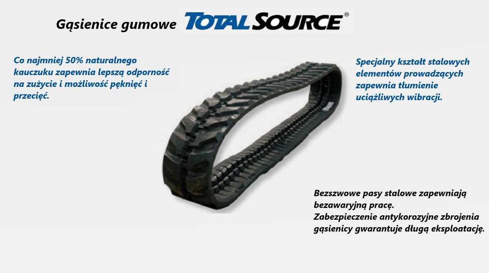 Gąsienica gumowa 300x109x37W bezszwowa TotalSource Belgia Premium