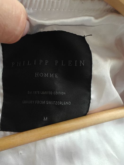 Philipp Plein bomberka biała kurtka M kryształki czaszka perełki