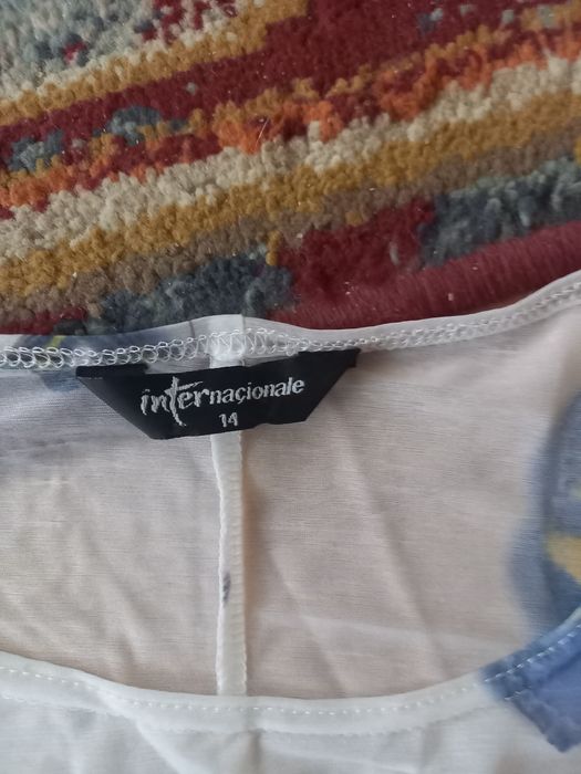 Biała w motyle bluzka kimono rozmiar 14 firmy Internacionale