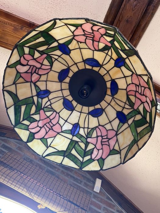 Lampa witrazowa zyrandol Tiffany plus 2 kinkiety handmade