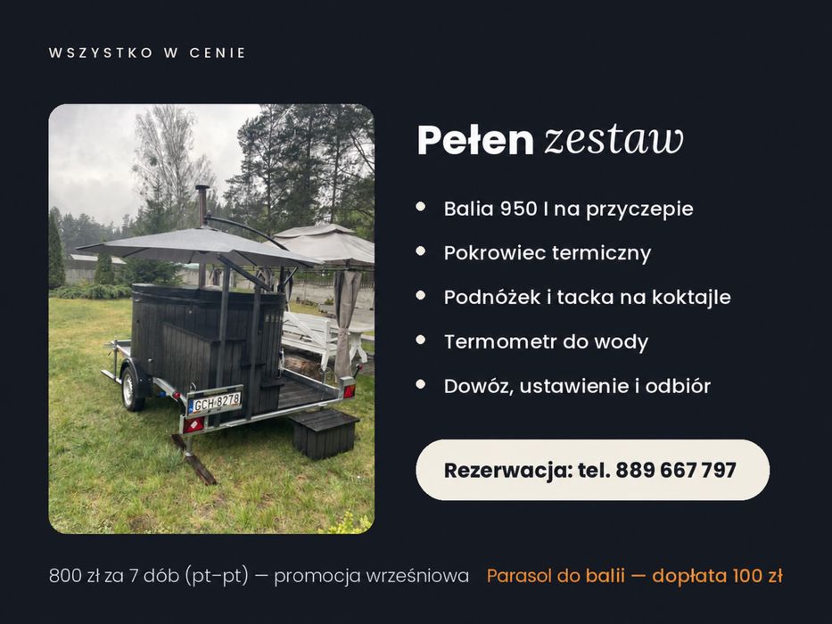 Balia mobilna  jaccuzi wynajem