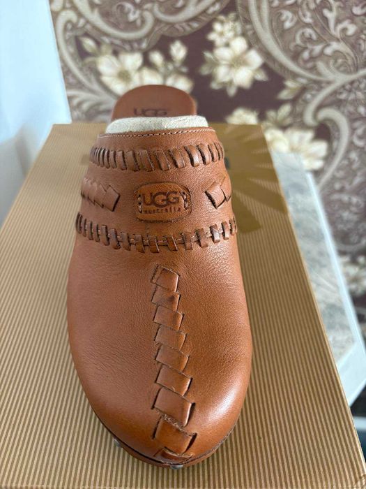 Шкіряні клоги бренд UGG Australia, сабо з дерев'яною підошвою НОВІ