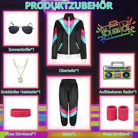 Kostium przebranie z lat 80 Dres PRL  retro lata 80 90 r. XL czarny