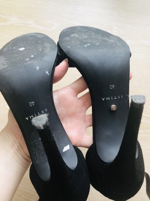 Szpilki sandały na wysokim obcasie czarne skórzane eleganckie piękne