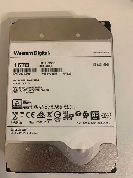 Серверний диски WD 16TB SAS 12Gb/s (WVH721816AL5204)