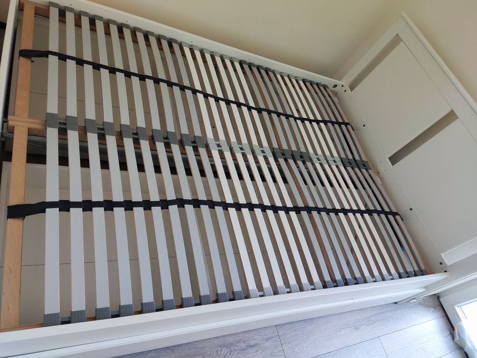 Łóżko SONGESAND białe 140x200 cm szer. + 4 szuflady + dno łóżka LÖNSET
