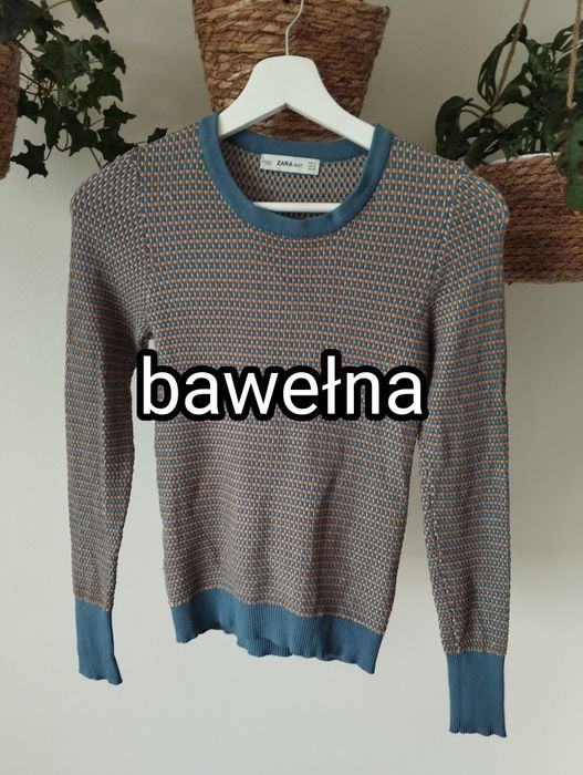 Bawełniany cienki sweter, w stylu vintage r.38 M Zara Knit