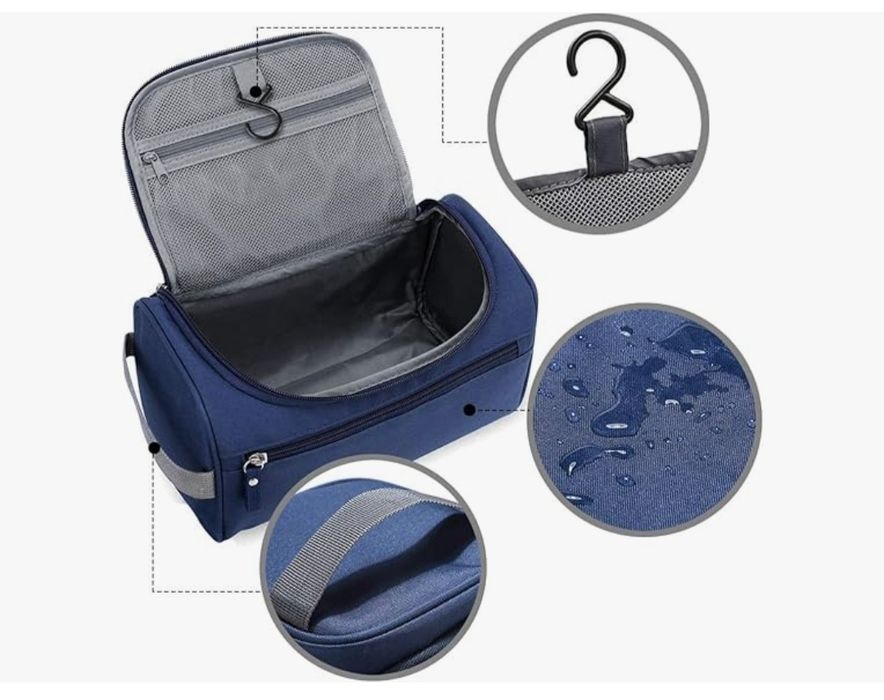 Podróżna kosmetyczka z haczykiem szara