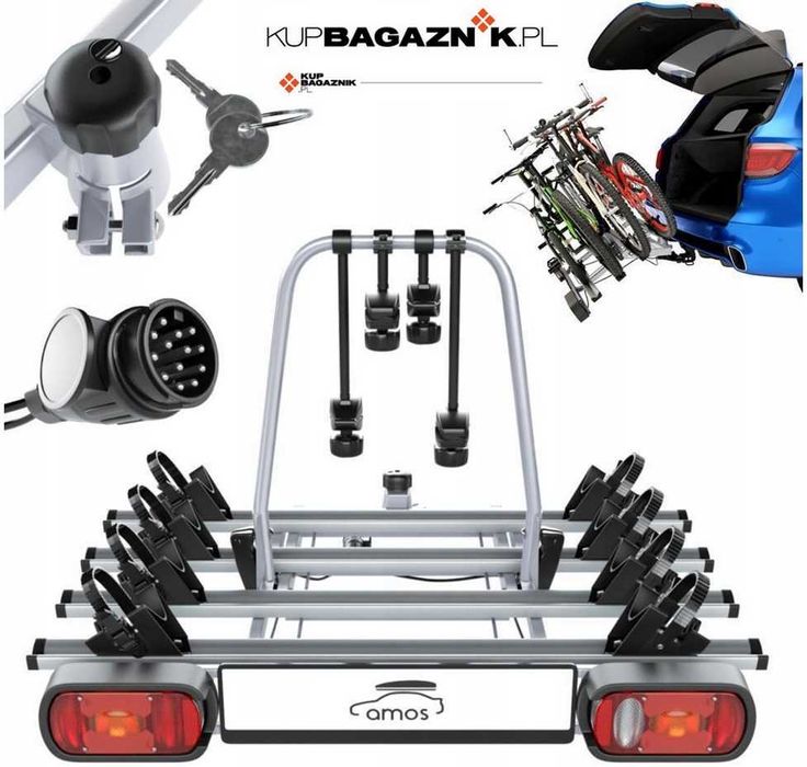 Platforma rowerowa na hak Bagażnik rowerowy 4 Rowery AMOS GIRO 4 13P