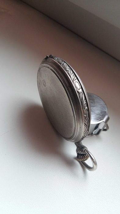 Zegarek kieszonkowy -dewizka ALPINA srebro 800 antyk.