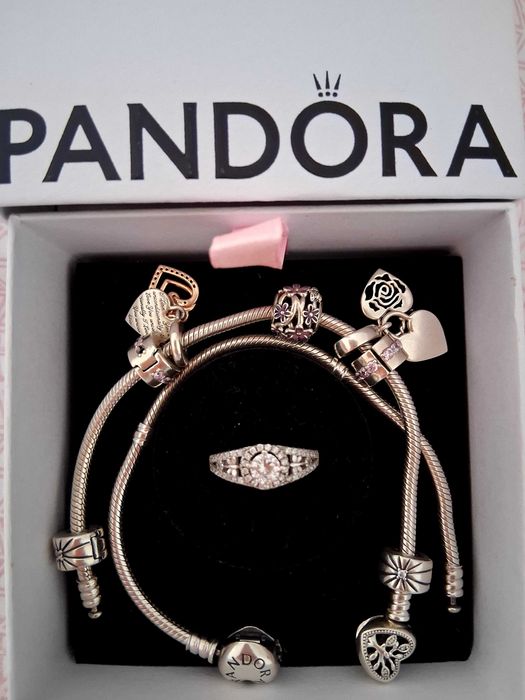 Pulseiras pandora com oferta de anel de prata