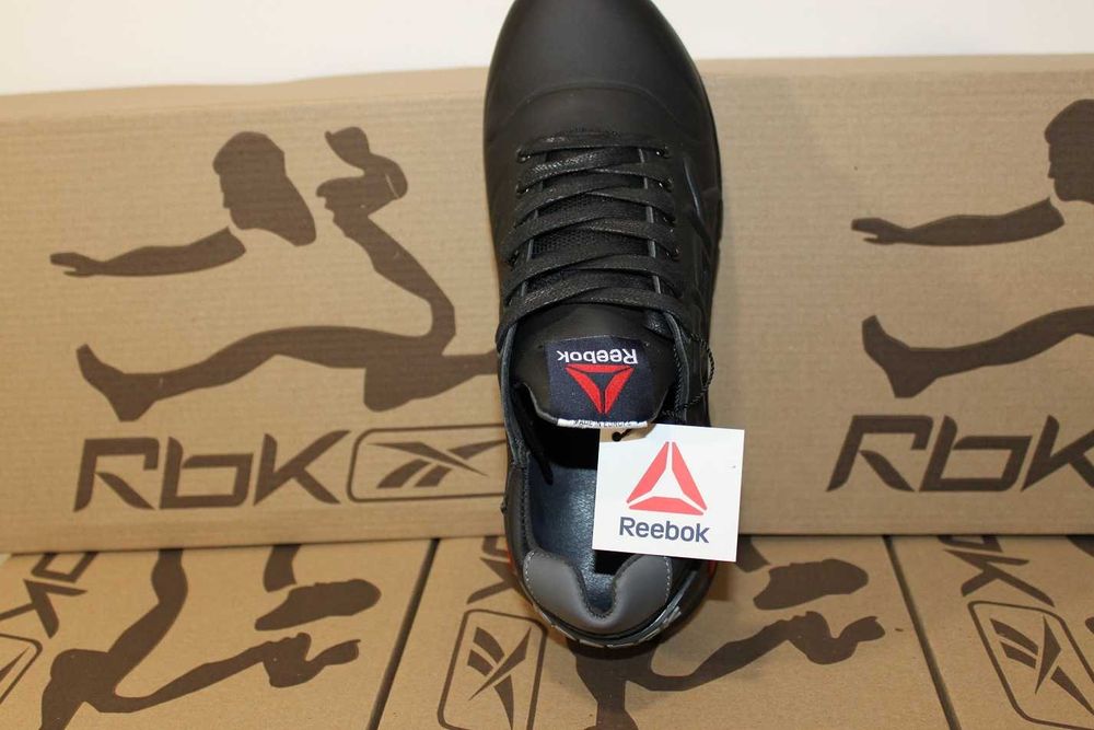 Reebok -  черные кожаные  кроссовки - туфли - кросівки (код:12-16чер.)