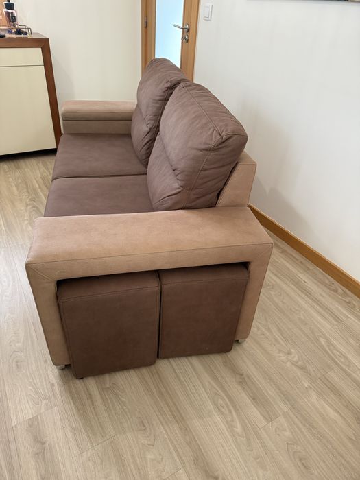 Sofa, dois lugares, arrumação e bancos