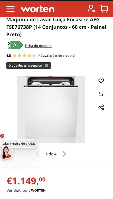 Maquina de lavar louça AEG ENCASTRE NOVO