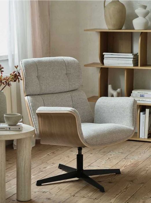 fotel w stylu Eames + obrotowy fotel beżowy
