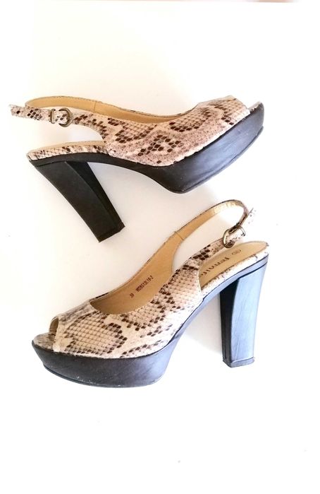 panterkowe buty szpilki sandały koturny na wysokim obcasie 39 w centki