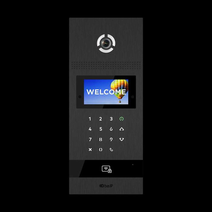Багатоабонентська IP панель виклику Bas-IP AA-12FBI black з розпізнаванням облич і зчитувачем UKEY для IP-домофонів