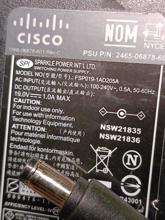 Блок живлення питания CISCO 19.0V 1.0A (5.5×2.5mm)