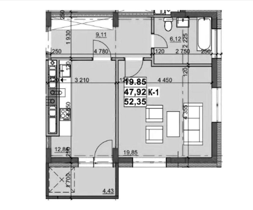 Продається 1-но кімнатна квартира  у клубному будинку - 52 м².  Єоселя