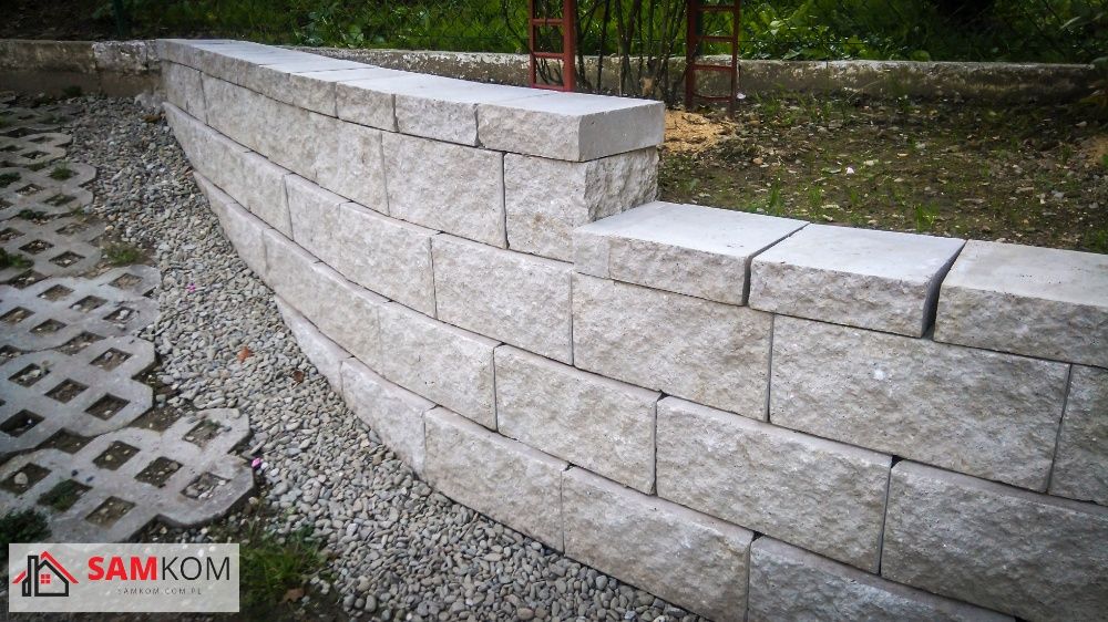 Pustak oporowy skarpowy mur ogrodowy prosty łupany biały